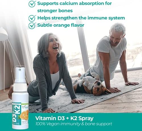 Vegan Life Nutrition Vitamin D3 and K2 Oral Spray Supplement, 0.65 Ounce