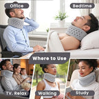 Neck Brace for Neck Pain and Support, Neck Support for Pain Breathable Cervicorrect Brace Adjustable Soft Silicone Foam, Cervical Collar for Sleeping, Relieving Spinal Pressure (Grey)