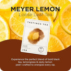Tastings Tea Meyer Lemon Loose Leaf, 2 oz | Unsweetened Black Citrus Blend & Fruit Infusion with Lemongrass & Peel | Hot or Iced Cold Brew | Small Batch & Sustainably Sourced | Resealable Pouch