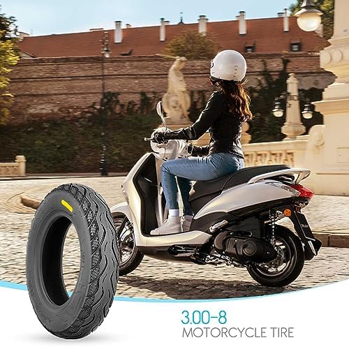 3.00-8 Scooter Tire | 3.00x8 Wheelchair Tires | Scooter Tubeless Street Tire 3.00-8 Front or Rear fits on 8 Inch Rim | Prevent Punctures & Prevent Sideslips for Scooter Replacement Tires | 4 P.R. 38J
