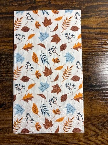 IHR Ideal Home Range Dinner Napkins Disposable 3-Ply Paper Hand Towels, 8.25" x 4.5", Autumn Leaves Scatter, 16-Count