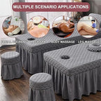 Massage Fitted Sheets Massage Table Cover with Face Hole,Reusable Linen Beauty Massage Bed Cover SPA Massage Table Skirt Elastic Protective Bed Cover