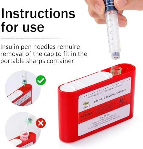 3 Pack Portable Sharps Container for Travel and Home Use,Pocket Travel Sharps Disposal Container,Specially Designed for Diabetic Needles and Test Strips Compact Size for Travel and Daily Personal Use