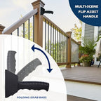 Flip Up Assist Grab Handle for Doorway & Stairs, Walls Mounted-in Folding Grip Handles, Mobility Aids for Elderly Seniors Supports Up to 300 Pounds (Black, 2 Pack)