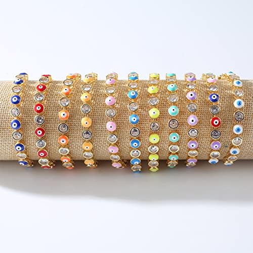 Gold Bracelets for Women Evil Eye Dainty Bracelet Adjustable Turkish Blue Pink Red Evil Eye Protection Bracelet Jewelry