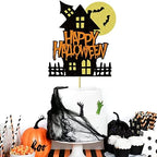 1Pcs Halloween Cake Toppers Pumpkin Ghost House Bats Glitter Cake Picks Happy Halloween Theme Party Cake Decorations Baby Shower Supplies