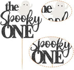 1 Pack The Spooky One Cake Topper Glitter The Spooky One Halloween Birthday Cupcake Picks 1st Birthday Goast Cake Decorations for Halloween Kids Birthday Party Supplies Black