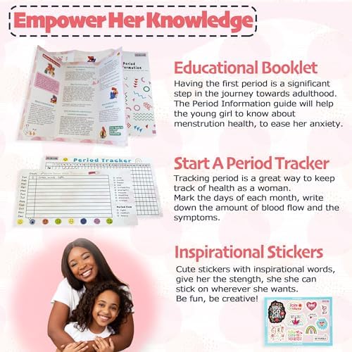 Essential First Period Kit for Girls 10-12 | Period Bags for Teen Girls for School | First Period Gift with Sanitary Pad Storage Bag, Wipes, Period Tracker and More(Mint)