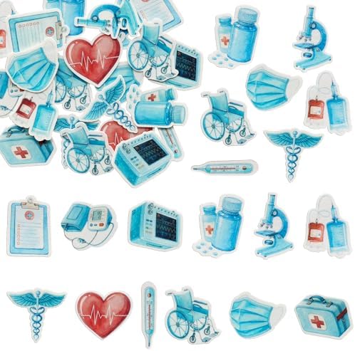 Ephlyn 48Pcs Edible Nurse Cupcake Toppers Nursing School Graduation 2025 Cupcake Picks for Medical Rn Nurse Grad Themed Birthday Party Supplies