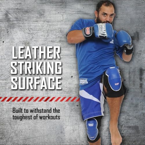 Combat Sports MMA Advanced IMF Tech™ Knee Pads – Injected Molded Foam, Leather Striking Surface, Neoprene Sleeve Support (Regular, New)