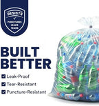 Plasticplace Contractor Trash Bags 55-60 Gallon, Heavy Duty Garbage Bags, 3.0 Mil Clear Trash Bags, Tear-Resistant Large Trash Can Liners for Construction, Recycling & Home Improvement (50 Count)