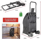 dbest Products Trolley Dolly Compact with Pockets – Foldable Grocery Cart on Wheels – Multi Use Rolling Cart with Removable Bag, Storage Pockets, and Hand Truck Dolly Function, Black