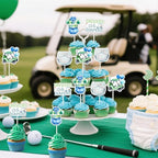 Cheereveal 24pcs Golf Baby Shower Party Cupcake Toppers, Drivers & Diapers Cake Decorations for Boys Green and Blue, Golf Sports Themed Gender Reveal Birthday Party Supplies