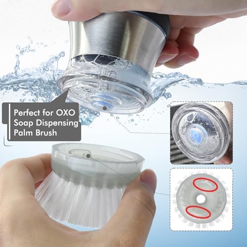 Palm Brush Refills for OXO Steel Soap Dispensing Dish Brush - 4 Pack Cleaning Replacement Brush Head for OXO Palm Brush(Grey)