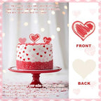 80 Pcs Edible Valentine's Day Heart Cupcake Toppers, Red Edible Heart Cake Decorations for Valentine's Day Theme Birthday Party Supplies
