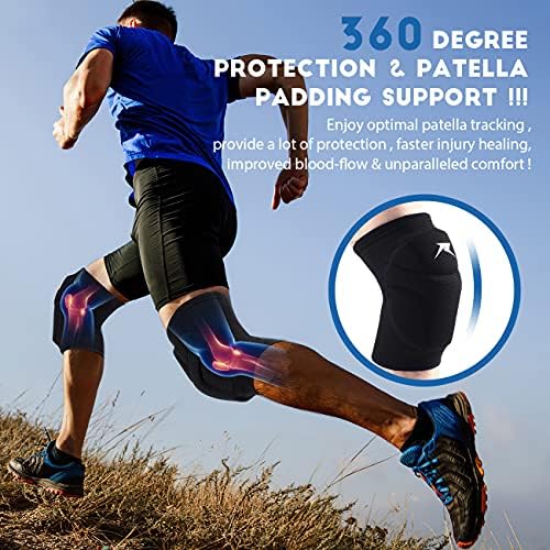 Volleyball Knee Pads,Knee Compression Sleeve Support for Men Women with High Protection Pads,Professional Grade Knee Pads for Running,Meniscus Tear,ACL,Arthritis,Joint Pain Relief