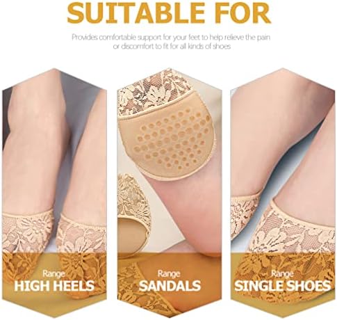 FRCOLOR Women S Invisible High Heel Socks Lace Forefoot Half Palm Breathable Anti-Skid No Show Socks for Comfortable Fit and Pain Relief