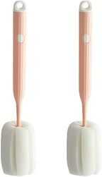 Bottle Soft Brush -2Pcs Sponge Bottle Brush Soft and Easy to Clean, Baby Bottle Sponge Brush Can Effectively Remove The Stain Residue On The Bottom of The Cup(Pink-Brush)