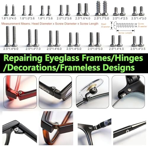 Eyeglass Repair Kit with Screws - All-in-One Glasses Repair Kit with Precision Screwdriver, Tweezers, Cleaning Cloth and Screws for Glasses - Compact & Portable (Small Kit)