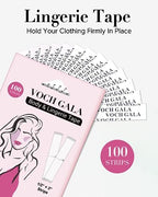 VOCH GALA Double Sided Tape for Clothes & Body (100 Strips) – Clear Fashion Garment Tape for Dresses | Medical‑Grade Adhesive, Hypoallergenic Body Tape for Sensitive Skin | All Day Hold