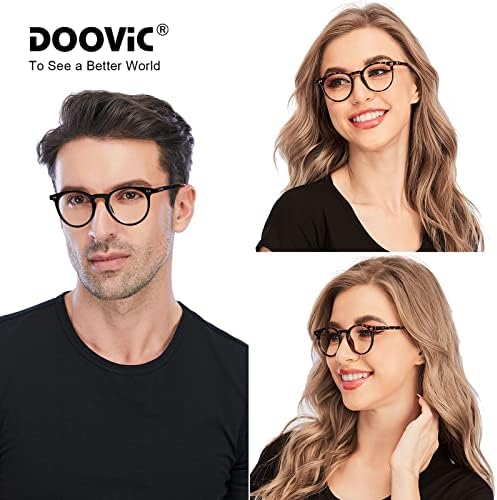 DOOViC Reading Glasses Blue Light Blocking 4 Pack Fashion Round Computer Readers for Women Men Anti Eye Strain Blue Light Reading Glasses 2.75