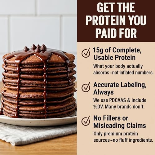PEScience Protein Pancake Mix for Protein Waffles and Pancakes, Just Add Water, Whey and Casein Blend, Amazing Taste and Fluffy Texture - Dark Chocolate, 12 Servings