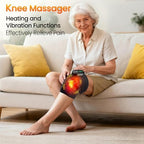 Heated Knee Massager Vibration Cordless Knee Brace， 3-in-1 Heating Pad for Elbow Shoulder， 3 Heat Levels and 3 Massage Heads Knee Brace Wrap Gifts for Mom Dad