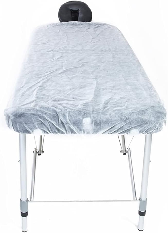 Greenour Waterproof Disposable Massage Bed Sheets with Elastic- 10 Pack Laminated Polypropylene Table Covers for Spa, Tattoo, Clinic (88 x 36 inches White)