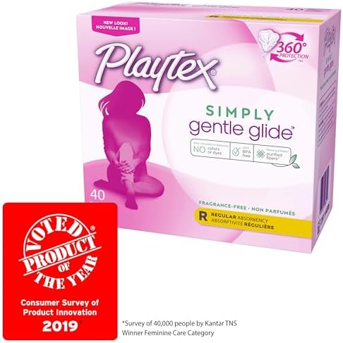 Playtex Gentle Glide Tampons with Triple Layer Protection, Regular, Unscented - 40 Count (Pack of 1)