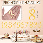 Tyqour 20 Pcs Gold Shiny Acrylic Number Cake Toppers 0-9 Number for Cake Topper DIY Handmade Cakes Sign Decorations for Birthday Party Wedding Anniversary