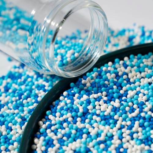 Blue Edible Pearl Sprinkles for Cake Decorations, Baking, Ice Cream, Cookies, Cupcake Topper 2mm White Sugar Pearls for Cake Decorating 130g/4.6oz 1 Bottle (2mm blue light blue)