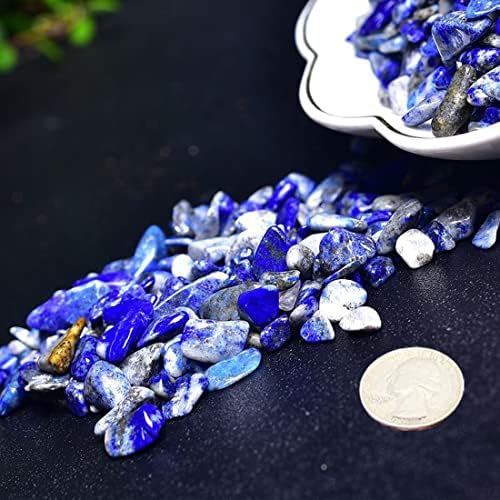 Natural Lapis Lazuli Tumbled Chips Crushed Crystal Stone, 7-9mm Polished Healing Crystal Chips Healing Reiki Crystal Jewelry Making Home Decoration