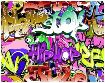 Hip Hop Music Graffiti Collage Edible Cake Topper fits 1/4 Sheet cake or larger