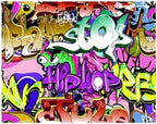 Hip Hop Music Graffiti Collage Edible Cake Topper fits 1/4 Sheet cake or larger