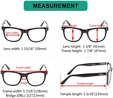 Eyekepper Readers Square Large Lenses Spring-Hinges Reading Glasses Women