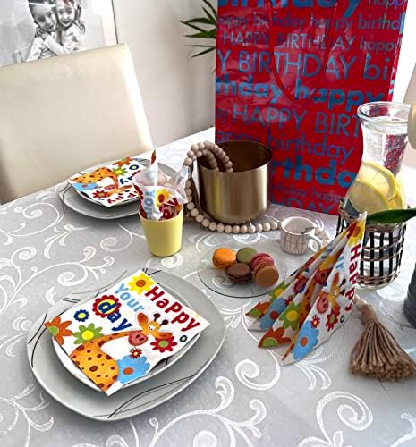AM Décor - 20ct Soft 3-Ply Paper Luncheon Napkins Happy Birthday -13" x 13" (Unfolded) Giraffe