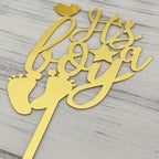JIEEIN It's a Boy Cake Topper for Baby Shower, Baby Boy 1st Birthday Party Sign, Cute Baby Boy Cake Decor, Gender Reveal Party Decoration Supplies, Mirror Gold