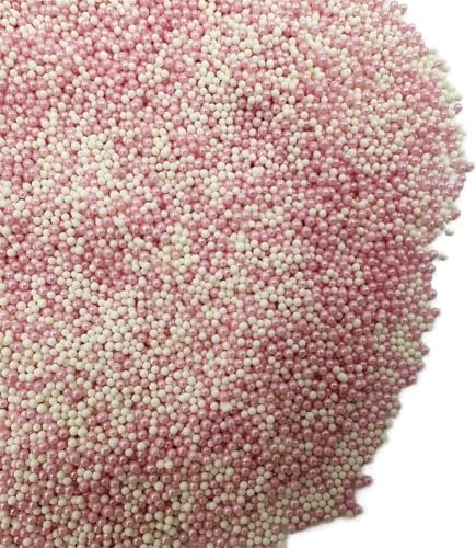 Pink White Christmas Sprinkles, 2mm Mini Pearls Ball Valentines, Cake Sprinkles, Gluten Free, Cookies, Chocolate, Fondant, Princess Topping, Ice Cream, Edible, Dessert Decoration