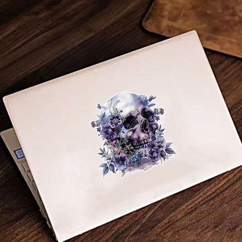 2 PCS Purple Flower Skull Vinyl Decals - Waterproof Removable Stickers for Car, Truck, Bumper,Laptop, Motorcycle - Floral Decorative Sticker (A-215)