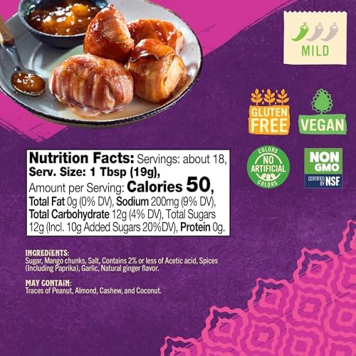 Patak’s Sweet Mango Chutney - Pack of 3 - Mild & Fruity Mango Chutney with Garlic, Ginger & Paprika - Vegan & Gluten-Free - Perfect for Meats, Cheese Platters & Veggie Dips - 12 oz