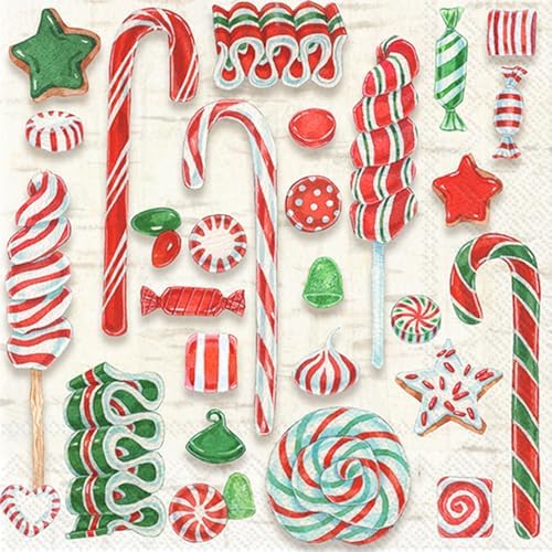 IHR Ideal Home Range Party Napkins Disposable 3-Ply Paper Lunch Napkin Pack, 6.5" x 6.5", Santa Sweets, 20-Count
