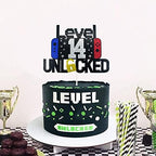 Happy 14th Birthday Video Game Cake Topper Level 14 Unlocked Cake Topper for Kids Boys Girls 14-Years-Old Birthday Party Decoration (14)