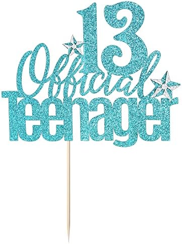 13 Official Teenager Cake Topper, 13th Birthday Cake Topper, Hello 13 Cake Topper, Cheers to 13 Years, Boy Girl 13th Birthday Party Cake Decoration (blue)