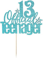 13 Official Teenager Cake Topper, 13th Birthday Cake Topper, Hello 13 Cake Topper, Cheers to 13 Years, Boy Girl 13th Birthday Party Cake Decoration (blue)