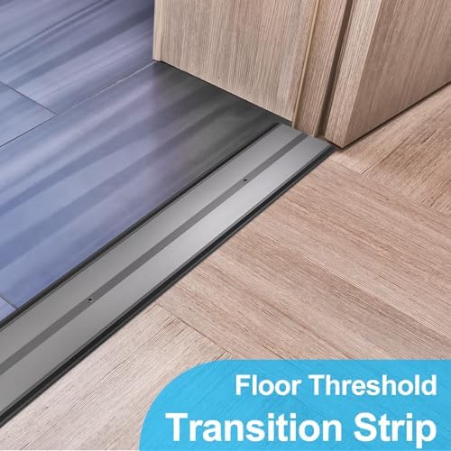 Aluminum Floor Transition Strip Doorways, Black Metal Door Threshold for Joining Floor Gaps, Carpet, Threshold Cover, Floor Tiles, Size 36 x 2.4 x 0.1 in
