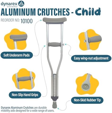 Dynarex Adjustable Aluminum Crutches, Child