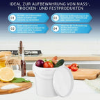 Bucket with Lid, 20 x 1 Litre, White, Food-Safe, Stable, Airtight, Plastic Bucket with Handle, Empty, 20 x 1 Litre