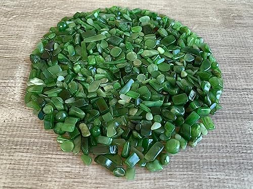 WHOLESALE Natural Semi Tumbled Nephrite Jade Gemstone Chips, Crushed Mini Crystals, Undrilled Crystal Chips (Nephrite Jade, 0.25 Pound)
