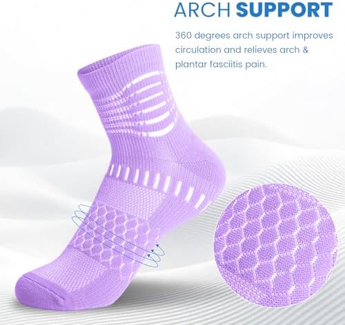 IRAMY Ankle Compression Socks for Women Men Plantar Fasciitis Relief 3/5 Pairs Cushioned Athletic Running Socks