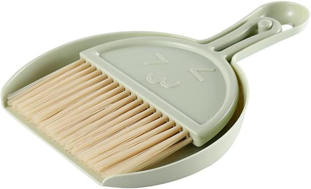 Small Broom and Dustpan Set for Home, Mini Clean Brush with Dust Pans Cute Hand Broom Brush Dust Pan with Hanger Hole, Small Cleaning Brush Set for Desktop Computer Table Keyboard (green-1pc)